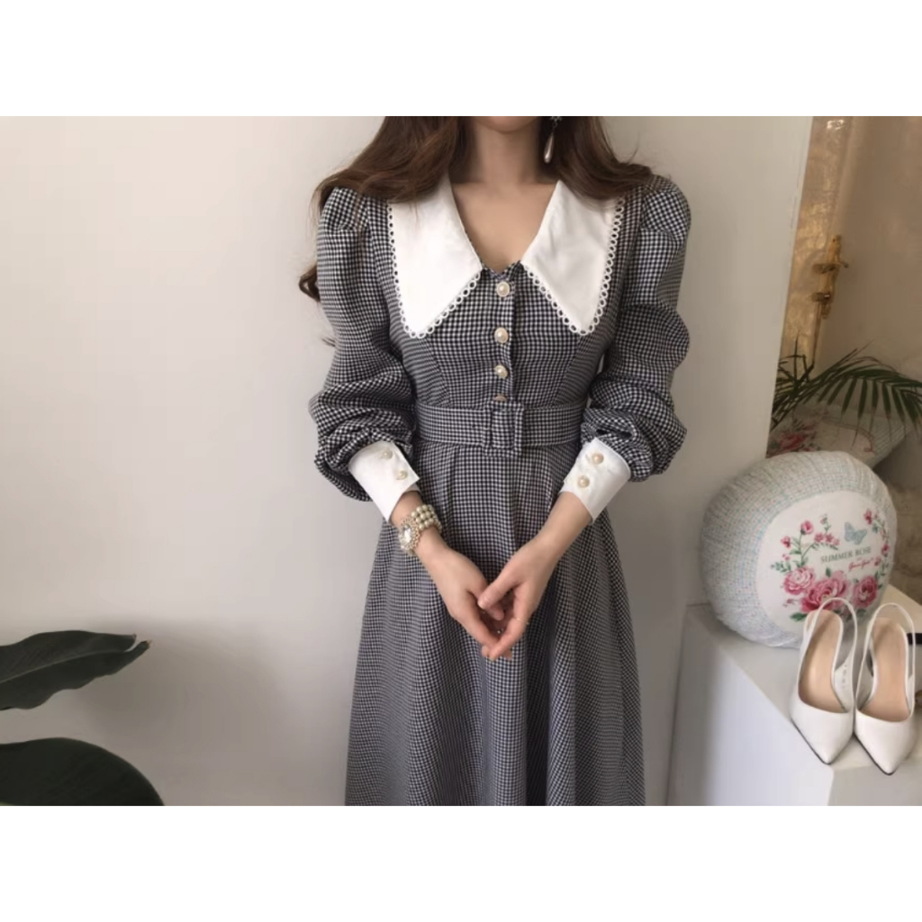 NEW Dress พร้อมเข็มขัดสุดเก๋ ชุดทำงานไตล์เกาหลี เดรสสำหรับสาวออฟฟิสทำงาน