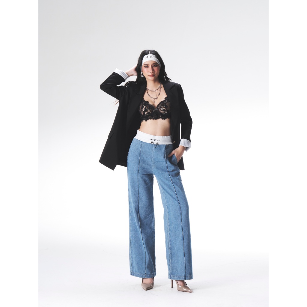 Atipashop - Lume Atipa Jeans กางเกงยีนส์ ขายาว ทรงกระบอก ดีเทลขอบ ATIPA ทรงสวย