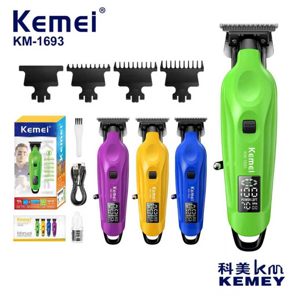 Kemei KM-1693ของแท้ 100% ปัตตาเลี่ยนไร้สาย อัจฉริยะ ชาร์จได้ เสียงเงียบ ปัตตาเลี่ยนตัดKemei KM-1693