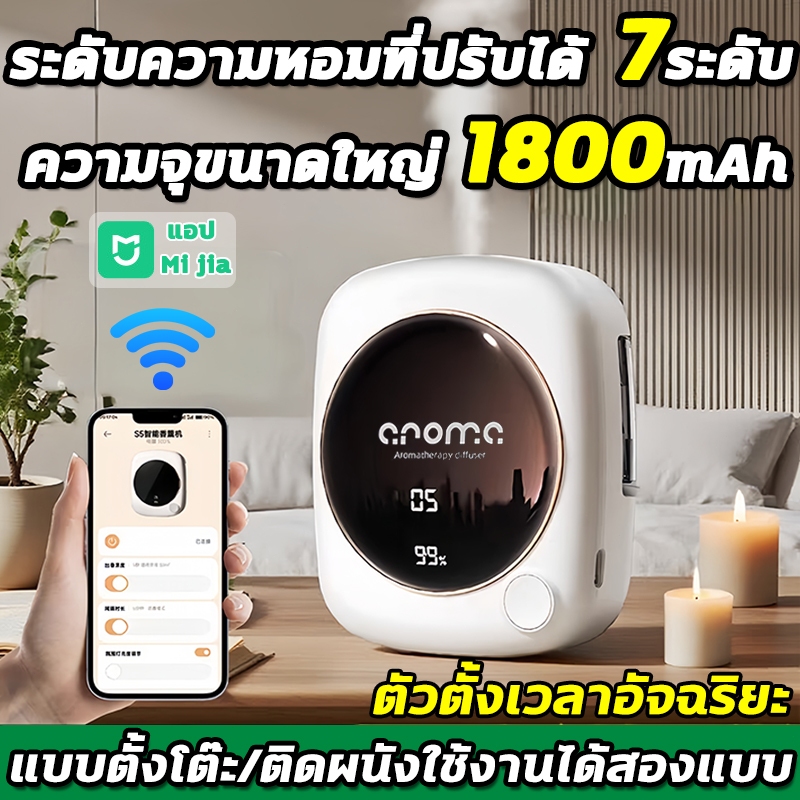 1800MAHเครื่องพ่นอโรม่า ชาร์จใหม่ได้ เครื่องพ่นน้ำหอมอัตโนมัติ น้ําหอมปรับอากาศในห้อง เครื่องทำความชื้น ดับกลิ่น