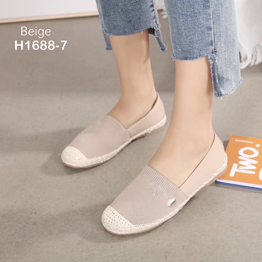 H1688-7 รองเท้าคัชชูส้นเตี้ย ส้นยางกันลื่น สวมใส่ง่าย