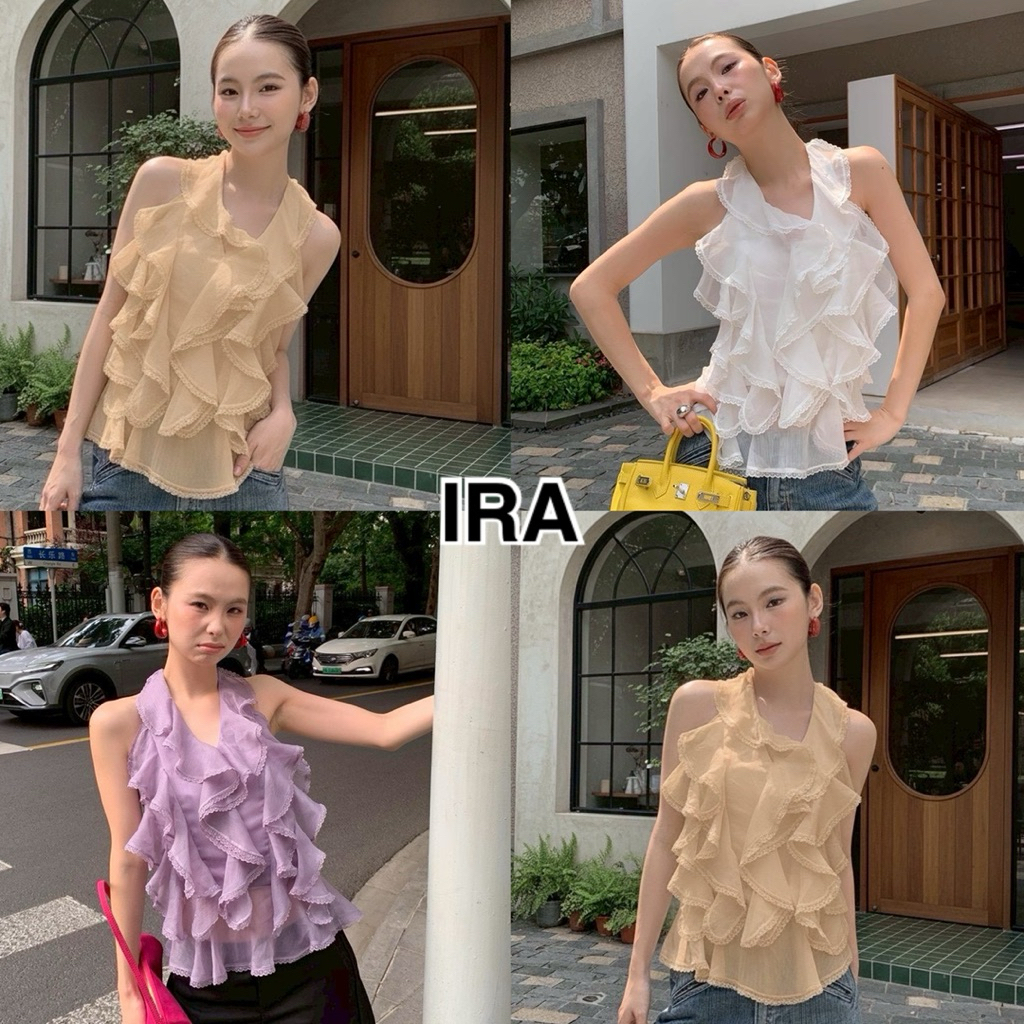 BY IRA  Kate Top เสื้อคล้องคอแต่งระบาย เปิดหลัง เซ็กซี่มีระดับ