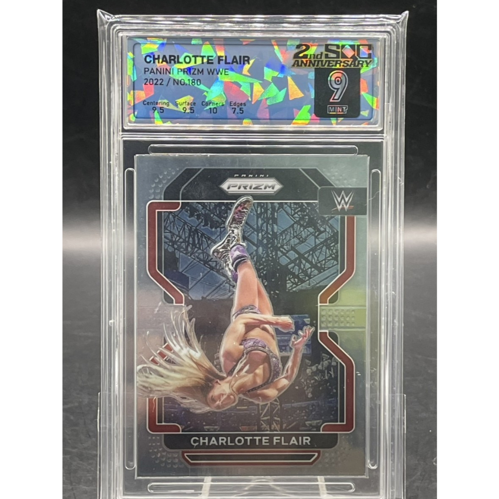 2022 Panini Prizm WWE Charlotte Flair #180 | SQC 9 Mint | SmackDown | “The Queen"
