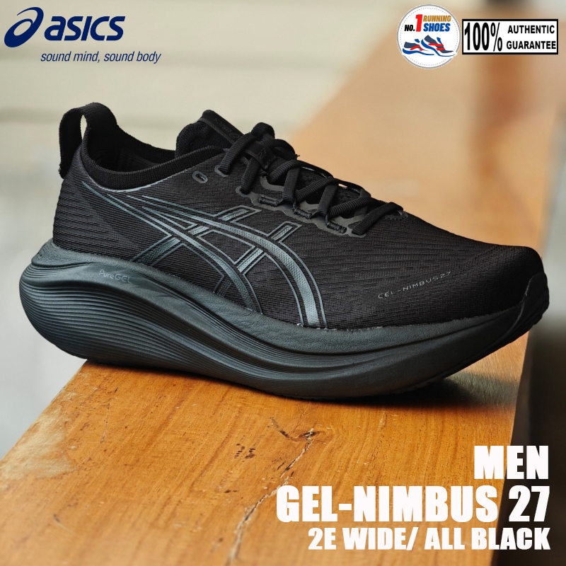 [✨ALL BLACK+WIDE] Asics รุ่น Nimbus 27 2E 1011B956-001 สี Black/ graphite grey ของเเท้ 100%