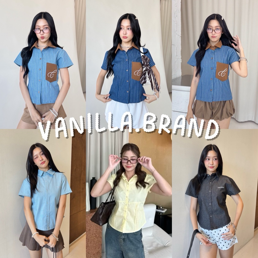 เสื้อเชิ้ตแขนสั้น ปรับสายเข้าเอวด้านหลัง -ck / VB0571