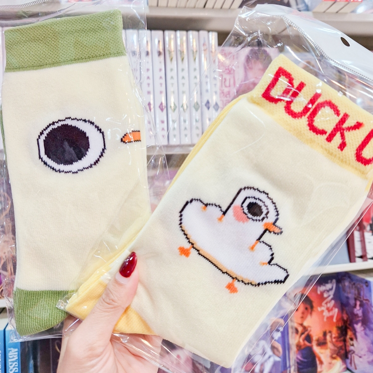 Sock ถุงเท้า ปักลาย Duck U! ต้าวเป็ดและนกตาโต สุดกวน ถุงเท้าเป็ด น่ารัก ๆ ใส่แล้วเก๋ [EDA]
