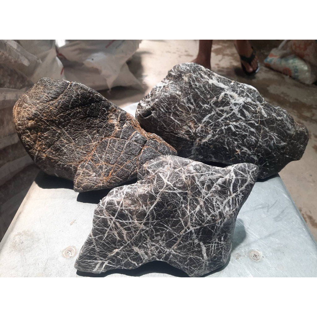 หินดำลาย คละไซส์ 1กิโลกรัม หินตกแต่งตู้ปลา หินจัด Layout หินจัดตู้ปลา Seiryu Stone หินเซนริว