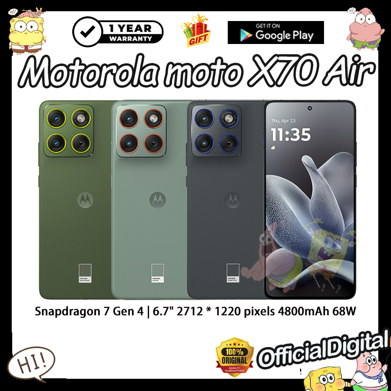 Motorola moto X70 Air Snapdragon 7 Gen 4 6.7inches 4800mAh 68W Motorola X70 Air  | รับประกัน 12 เดือ