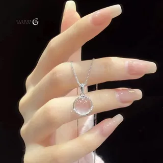 GLAMOR✨สร้อยคอเงิน Optic Rose สร้อยคอคริสตัลสีชมพูตาแมว มีระดับ สายเกาหลี ประณีต