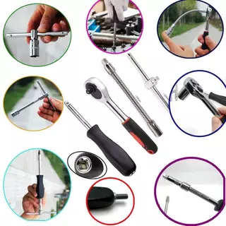 ชุดบล็อกประแจ เครื่องมือช่าง ชุดประแจบล็อก 46 ชิ้น บล็อก 1/4 ชุดบล็อก ประแจ Hand Tools ชุดเครื่องมือ