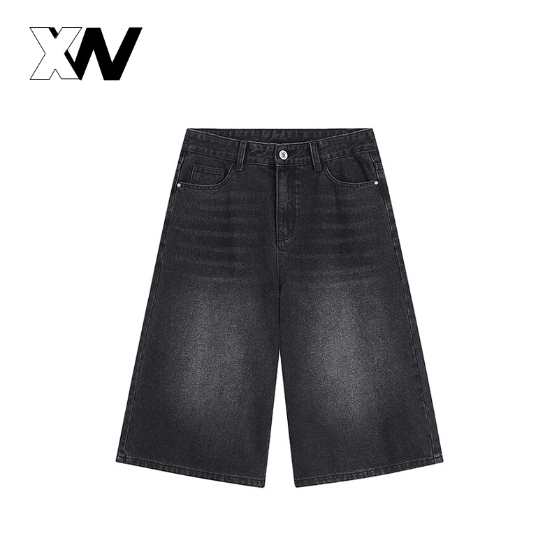 XWbrand   กางเกงยีนส์ขา 7 ส่วน ทรงขากว้าง ใส่แล้วดูขายาวแบบธรรมชาติ โชว์ตาตุ่มกำลังสวย สไตล์เรโทรสุดคลาสสิก