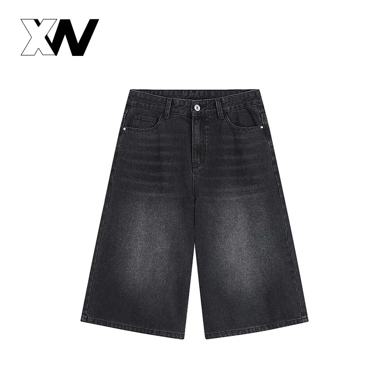 XWbrand กางเกงยีนส์ขา 7 ส่วน ทรงขากว้าง ใส่แล้วดูขายาวแบบธรรมชาติ โชว์ตาตุ่มกำลังสวย สไตล์เรโทรสุดคลาสสิก