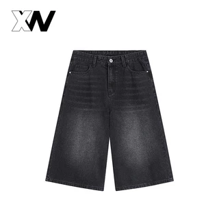 XWbrand กางเกงยีนส์ขา 7 ส่วน ทรงขากว้าง ใส่แล้วดูขายาวแบบธรรมชาติ โชว์ตาตุ่มกำลังสวย สไตล์เรโทรสุดคลาสสิก