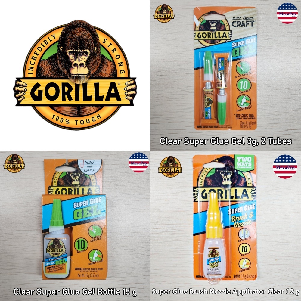 Gorilla® Clear Super Glue Gel กาวเจล ติดไม้ โลหะ เซรามิก หนัง ยาง พลาสติก