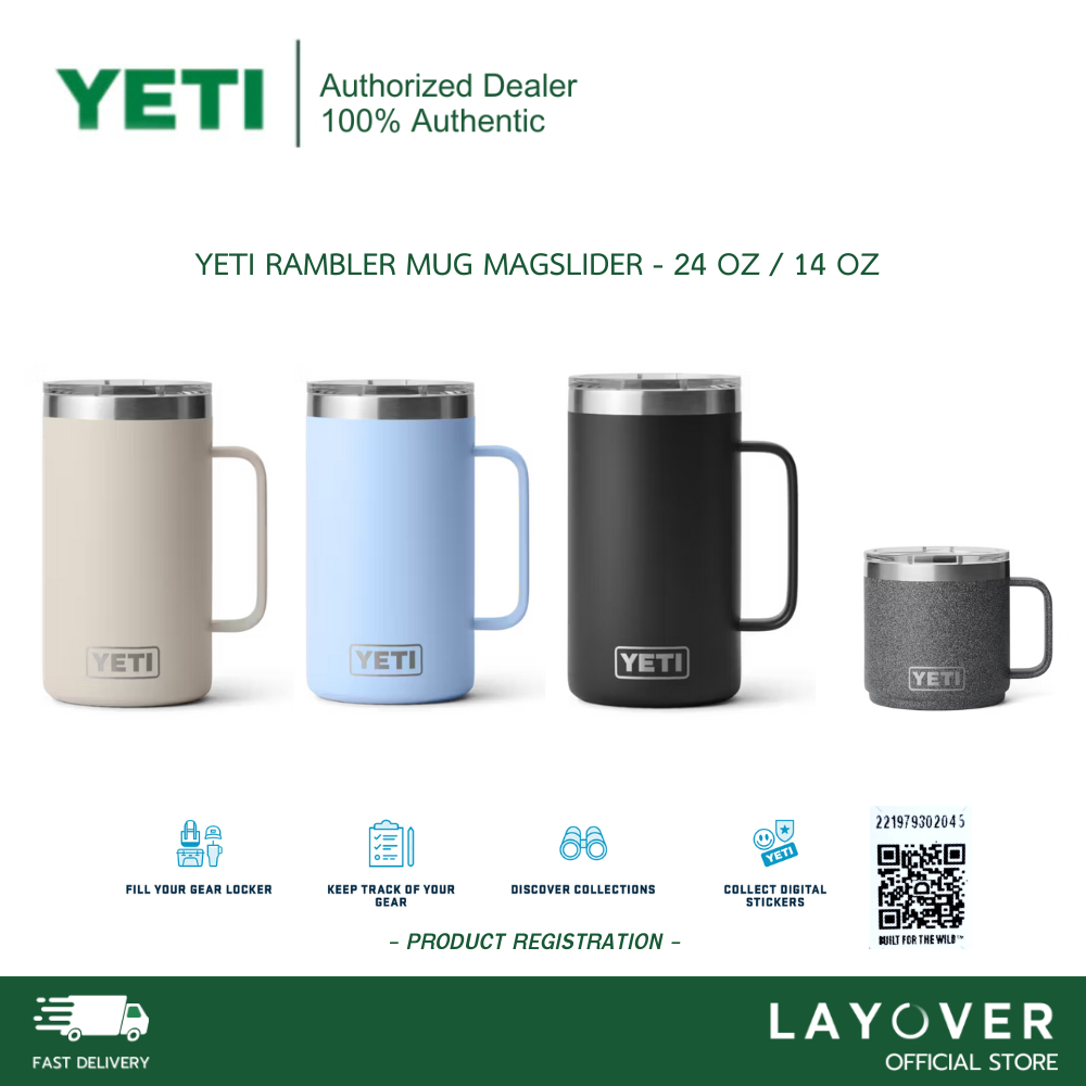 [ส่วนลด20% 20XTRA200026] [สินค้าแท้ รับประกัน 3 ปี] YETI Rambler Mug Magslider Lid -24 Oz /14 Oz แก้วเบียร์สแตนเลส YETI®