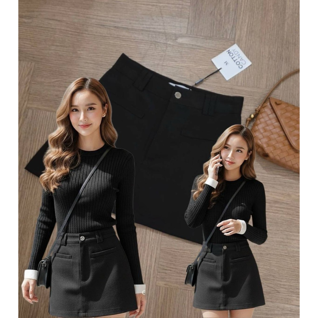 #Cotton Candy 🍭 กระโปรงดำ โซดา New Sodapop Korea skort