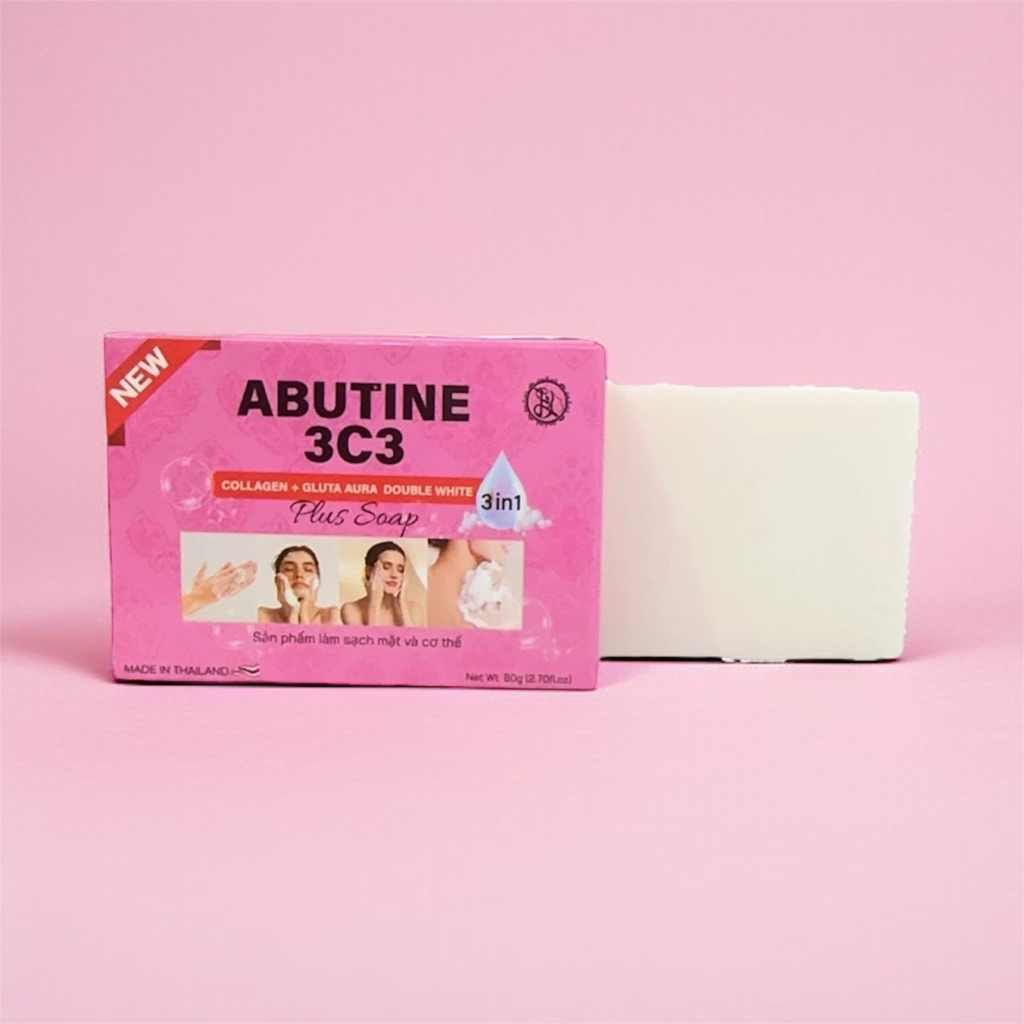 ABUTINE ЗC3 COLLAGEN + GLUTA AURA DOUBLE WHITE PLUS SOAP สบู่อาร์บูติน 3C3 คอลลาเจนกลูต้า 80g.