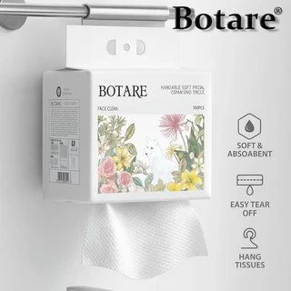【3 แพ็ค】Botare แขวนได้ ผ้าเช็ดหน้าแบบใช้แล้วทิ้ง ทิชซู่เช็ดหน้าผ้าฝ้าย 100% แพ็คละ 100 แผ่น ทิชชู แบบ แขวน เช็ดหน้า