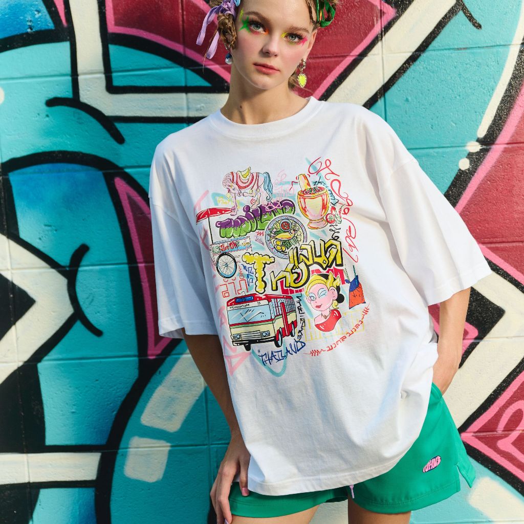 Tohns Very Thai Oversized T-Shirt เสื้อยืดทรงโอเวอร์ไซส์พิมพ์ลาย (รถเมล์)