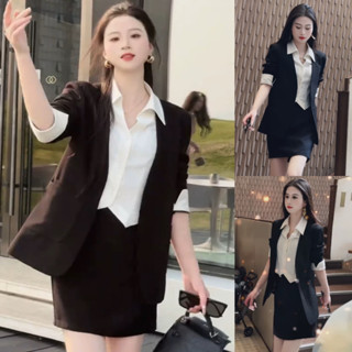 SUIT-32🍡ชุดสูทแฟชั่น สไตล์เกาหลี เสื้อสูทแบบเย็บติดตัวใน แขน…