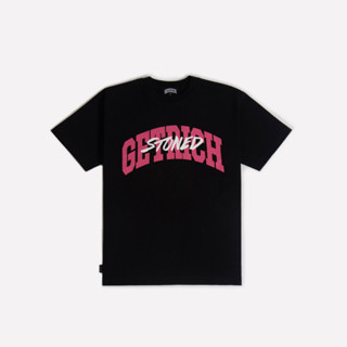 Getrich Stoned Pink Logo Tee เสื้อยืดสีดำ ลายโลโก้สีชมพู