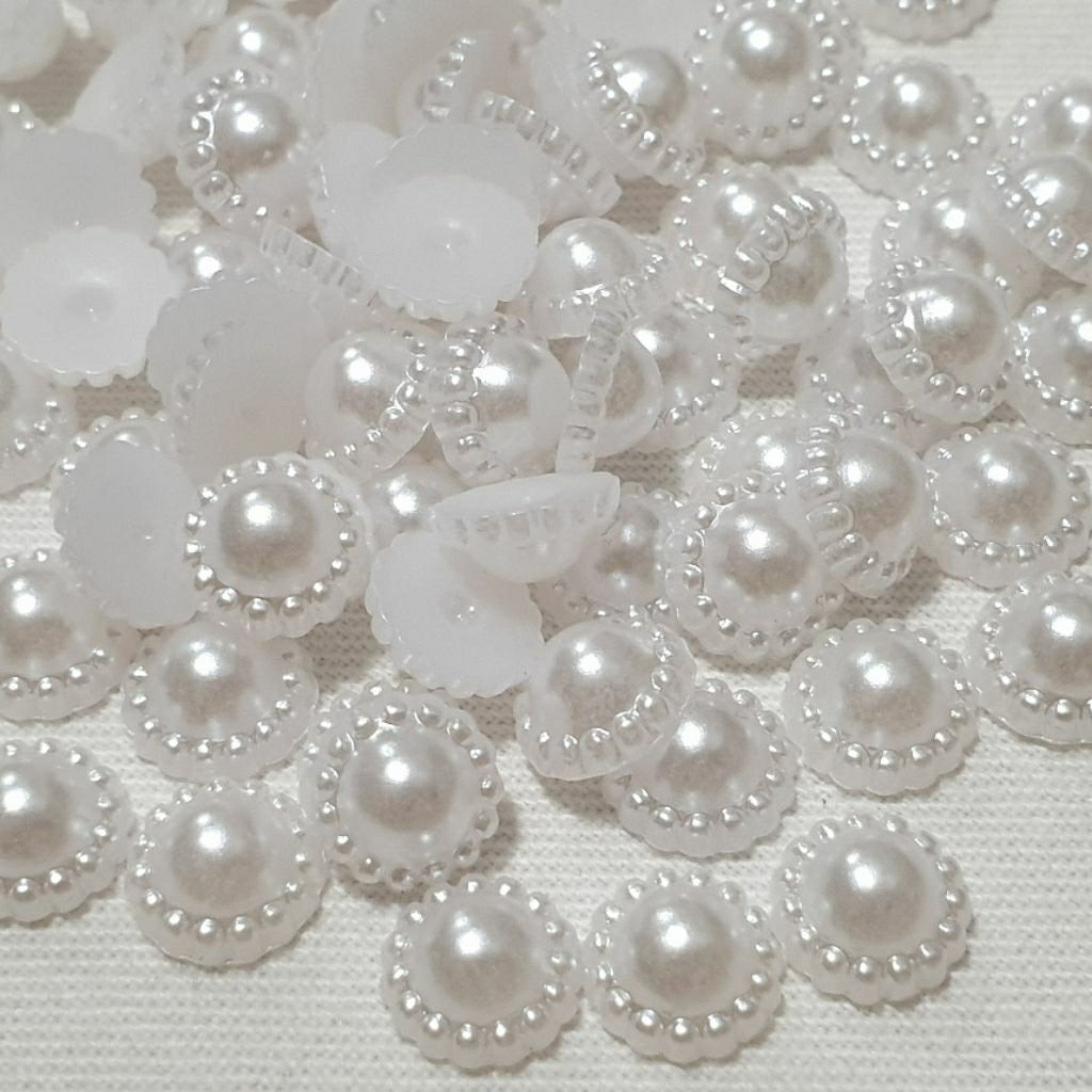 มุกล้อม 9 มิล 12มิล 50 - 100 ชิ้น มุก สีขาว ของตกแต่งงานฝีมือ Diy