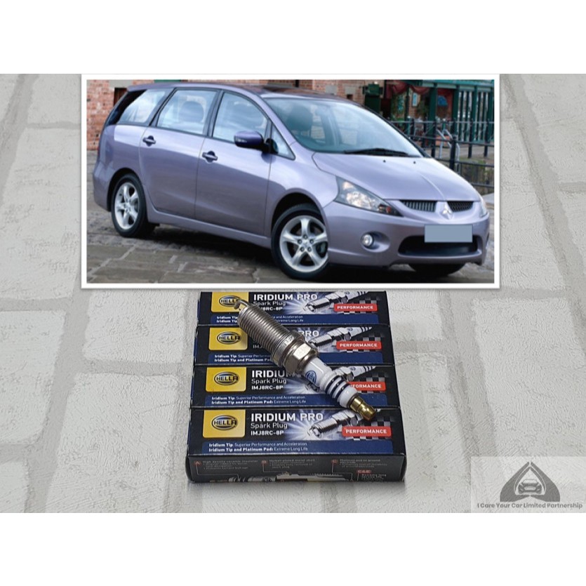 หัวเทียน อิริเดียม Mitsubishi Space Wagon ( 2004 - 2012 ) รุ่น 2.4 ชุด 4 หัว ระยะการใช้งาน 100,000 กม : Hella IMJ8RC-8P