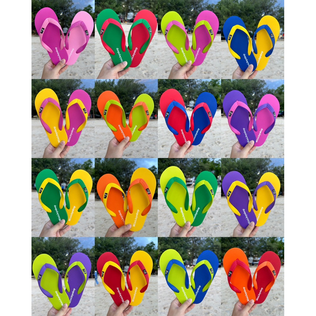 j.joyรองเท้าแตะทูโทนใส่เที่ยวสำหรับชายหญิงสีสันโดดเด่น(แบบหนีบ)