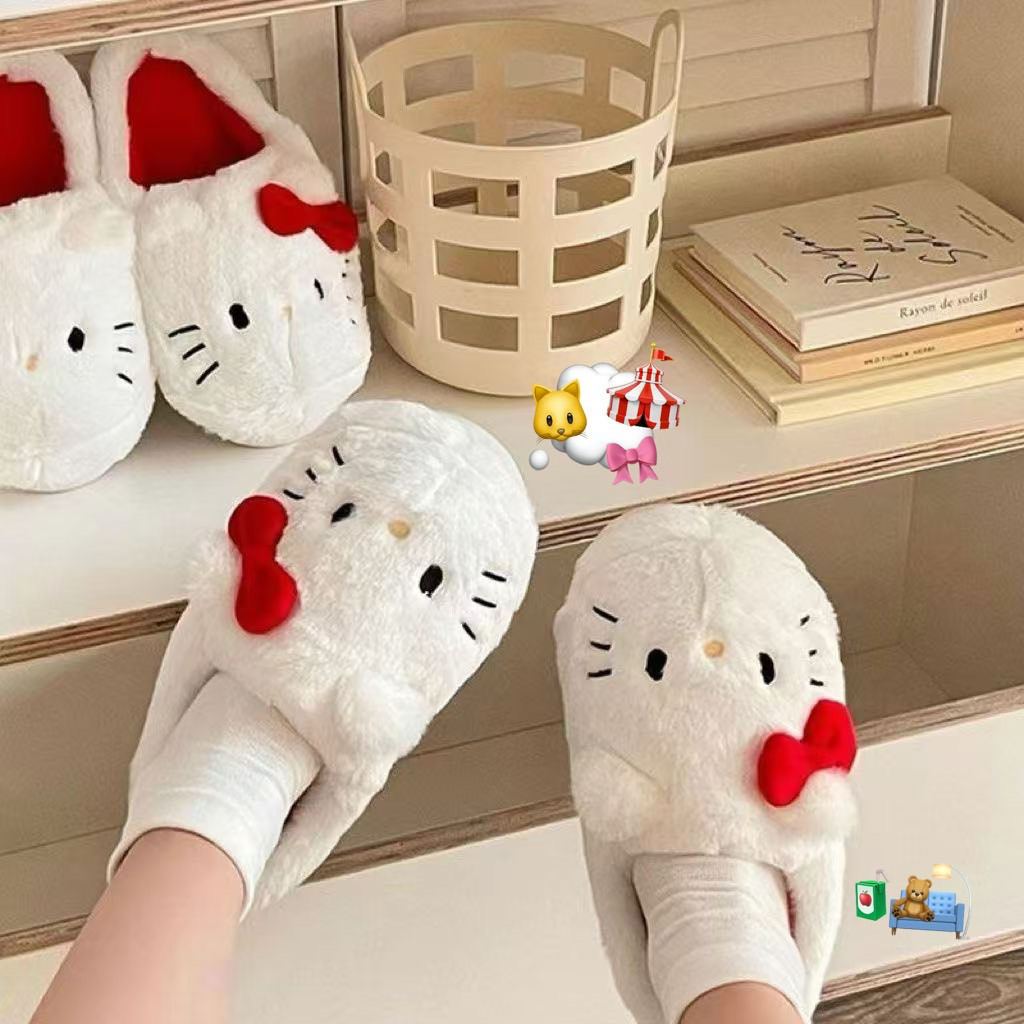 xReviewPromotion 89฿/คู่ (พรีนะคะ👀) HEYHOMI—รองเท้าเดินในบ้าน Slippers ตรีม: คิตตี้ Kitty “โซคิ้วมากกกค่ะ”