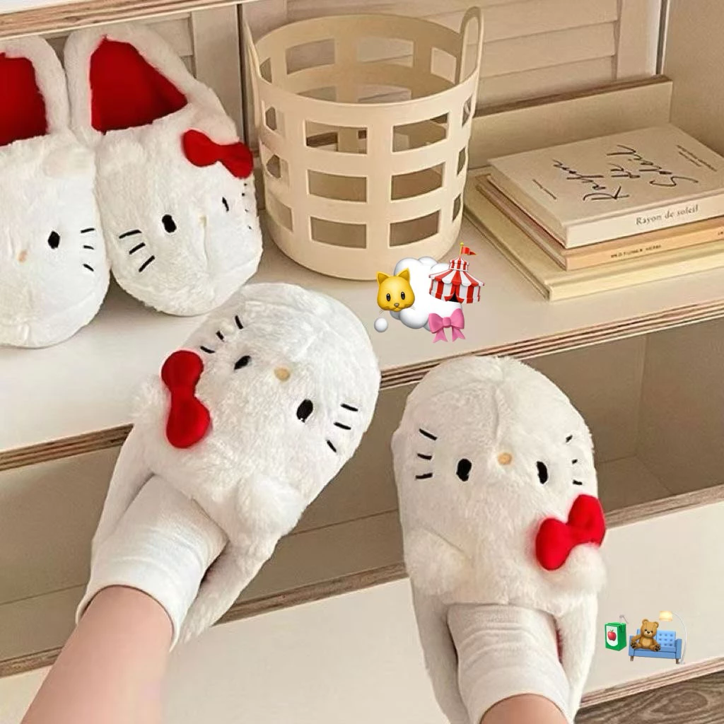 xReviewPromotion 89฿/คู่ (พรีนะคะ👀) HEYHOMI—รองเท้าเดินในบ้าน Slippers ตรีม: คิตตี้ Kitty “โซคิ้วมากกกค่ะ”