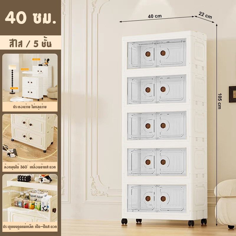 กว้าง40CM 5ชั้น ตู้อเนกประสงค์ ตู้เก็บของพับได้ รูปที่ 7