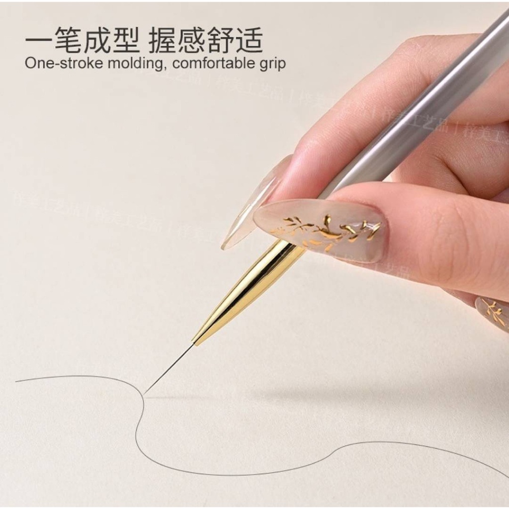 พู่กันเพ้นท์เล็บเจล 18mm. Liner Nail Brush ไม่มีปลอก ด้ามสีเทาใส คุณภาพดี พร้อมส่ง