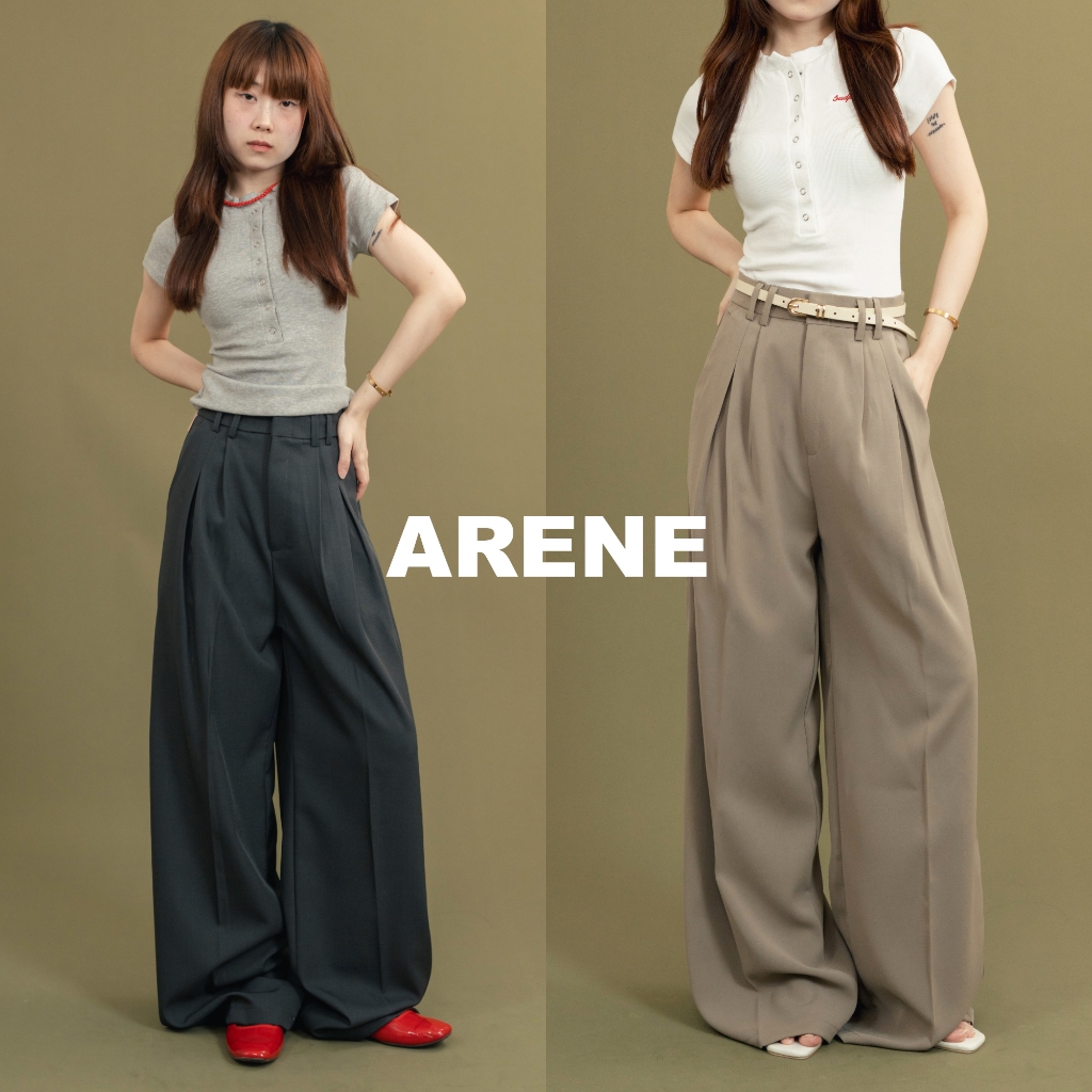 Arene_SP055–กางเกงขายาวกระบอกใหญ่ ผ้าลิลลี่และผ้าพรีเมียม ทรงสวย ใส่สบาย แมทช์ได้ทุกลุค | SudPung