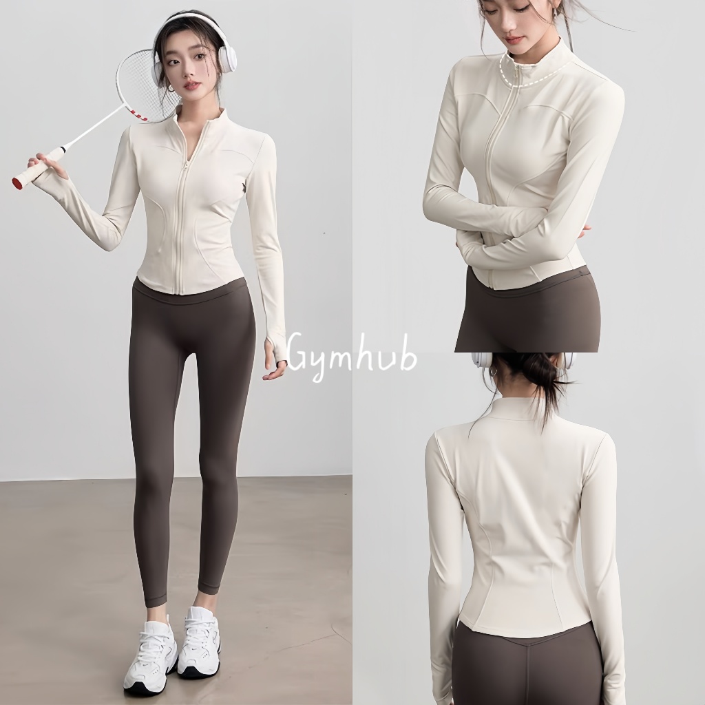 GYMHUB เสื้อแจ็กเก็ตโยคะรัดรูป ยืดหยุ่น กระชับสัดส่วน สำหรับผู้หญิง สำหรับออกกำลังกายและวิ่ง