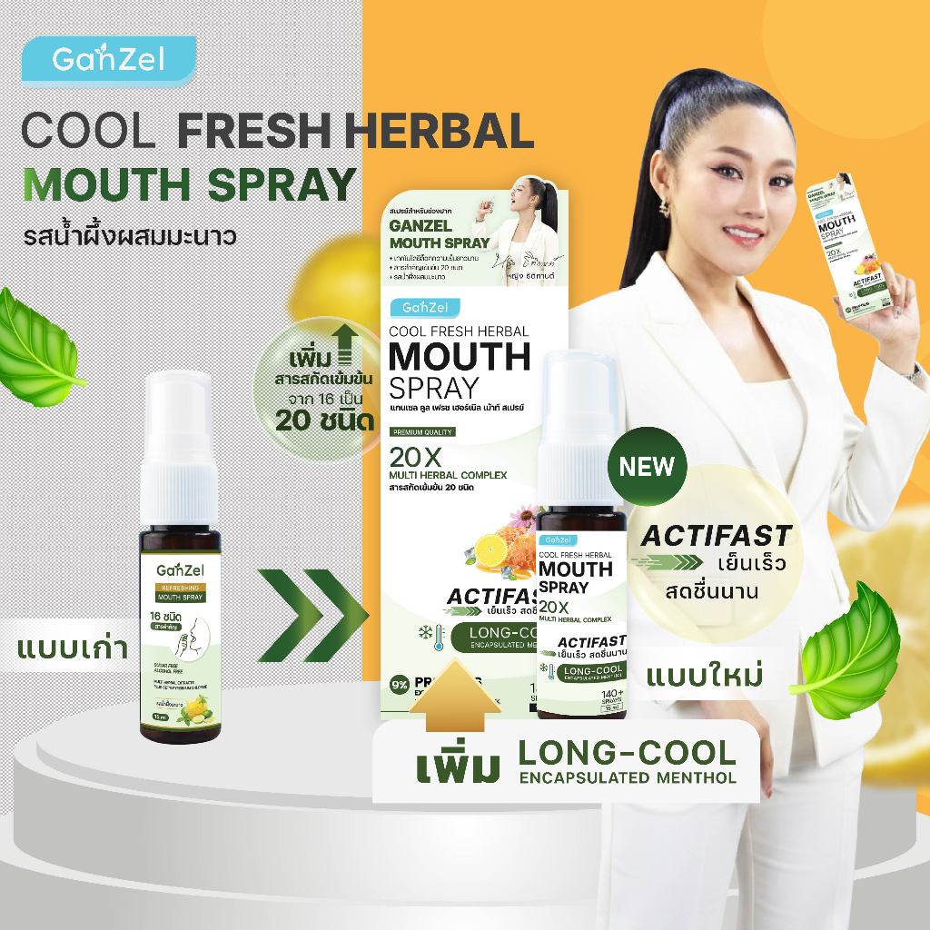 Ganzel Mouth Spray 15ml แกนเซล เม้าท์สเปรย์ สเปรย์สําหรับช่องปาก (มีกล่อง)