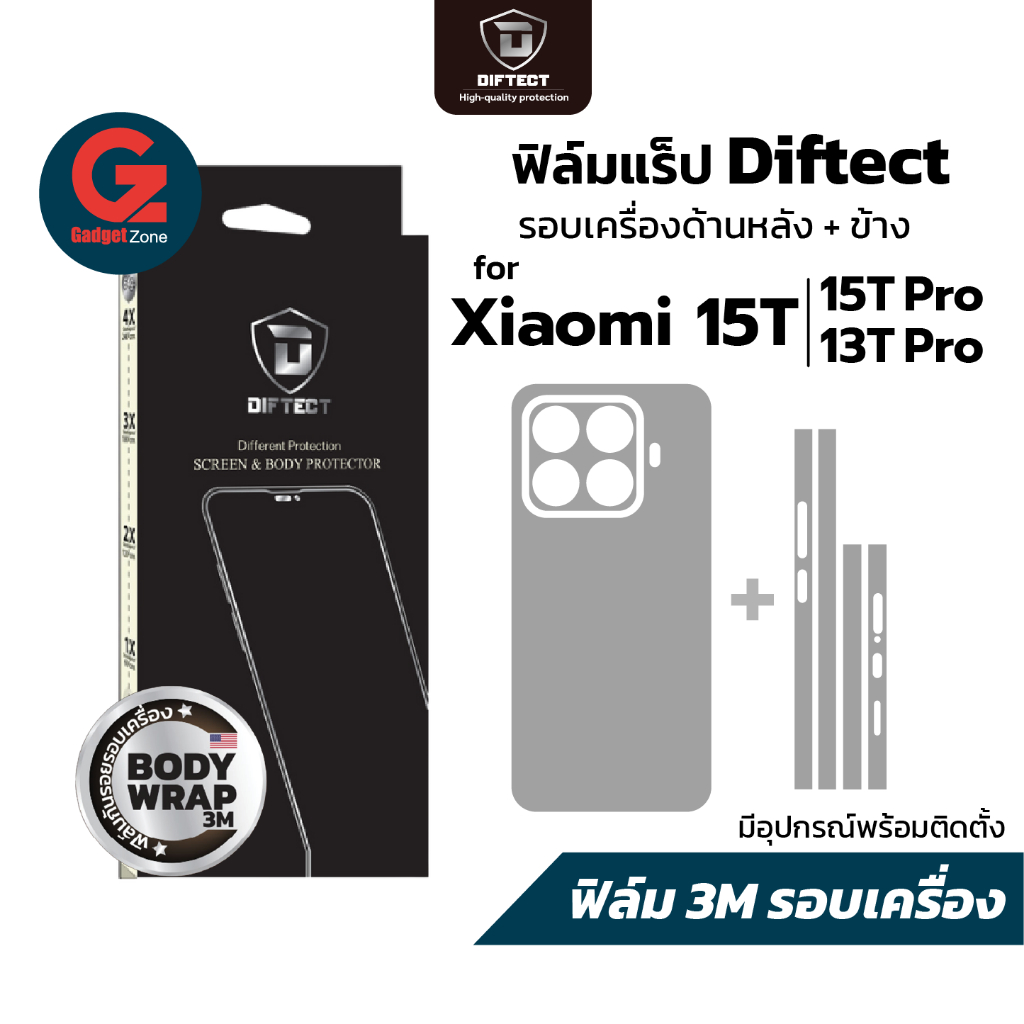 ฟิล์ม 3M รอบตัวเครื่อง Xiaomi 15T / 15T Pro I 13 Pro Diftect Body Wrap 3M (ฟิล์มหลัง+ข้าง)