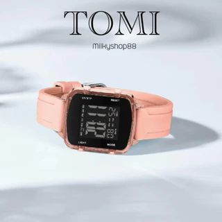 (M65) นาฬิกา TOMI รุ่นใหม่ ทรงเหลี่ยม ดิจิตอล กันน้ำ 100% ใส่ได้ทั้ง ชาย-หญิง (8สี)