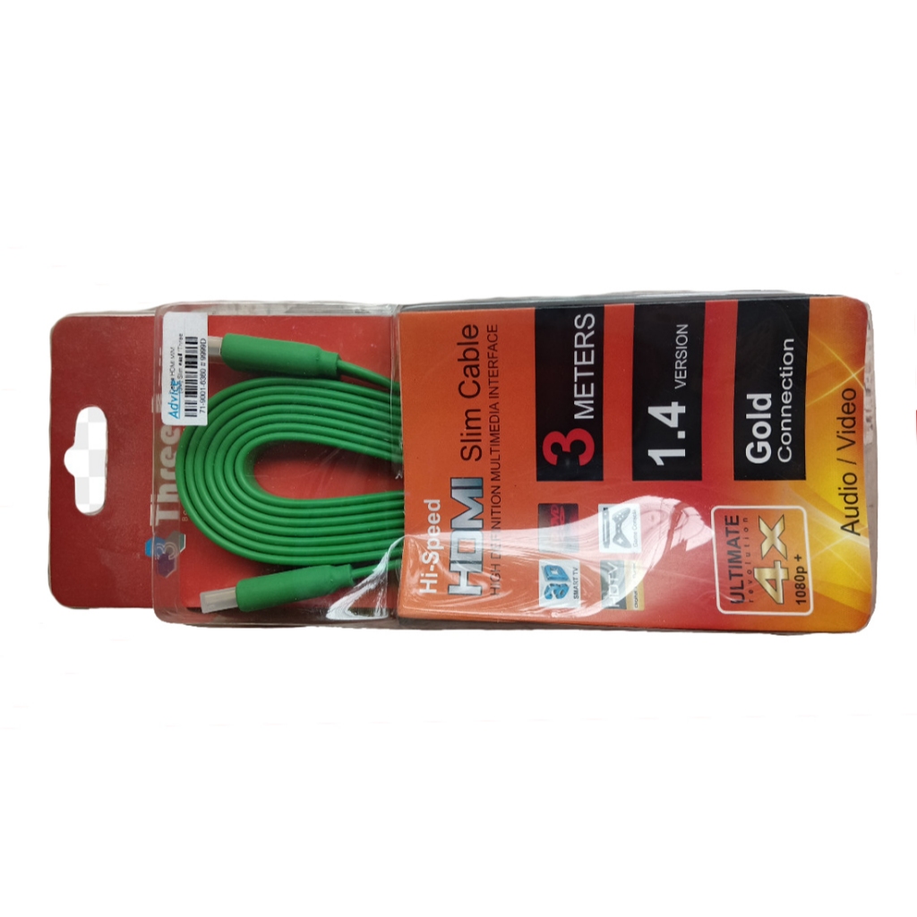 Green Cable HDMI (V.1.4) M/M (3M) Slim ThreeBoy