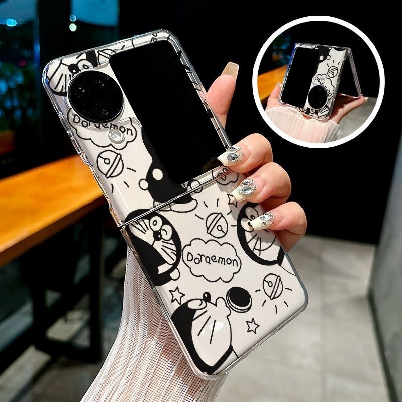 เคส OPPO Find N3 Flip , Find N2 Flip ลายการ์ตูนน่ารัก กันกระแทก มินิมอลดอร่าฯ ใส TPU ขอบนิ่ม