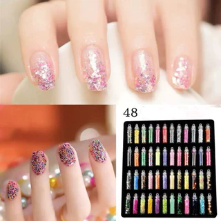 กากเพชร-อะไหล่น่ารักไซส์เล็กต่างๆสำหรับตกแต่งเล็บ 48 ขวด/เซท 🦄 พร้อมส่งในไทย ส่งไวแน่นอน🦄