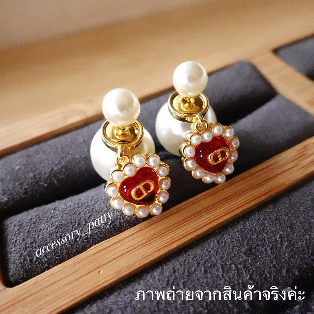 ♥️ต่างหูมุกก้านเงิน รุ่นD/56 จี้หัวใจสีแดงล้อมมุก สวยมากๆค่ะ งานสวยเป๊ะสุดค่ะ✨ - รูปที่ 4