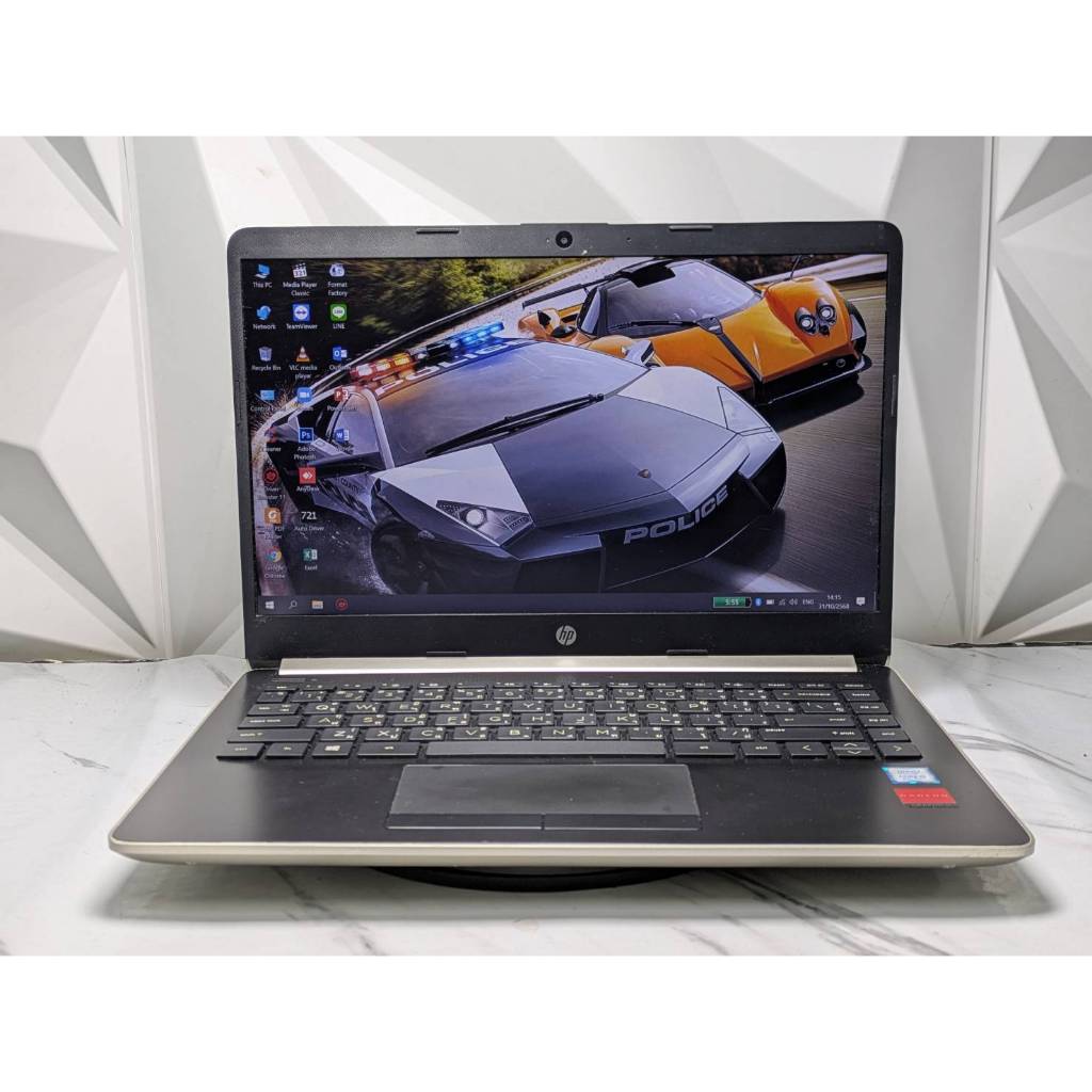 second hand notebook  HP 14s-cf1016TX  Intel Core i5 -8265U (gen8)   Ram 8 GB SSD 250 GB   การ์ดจอแย