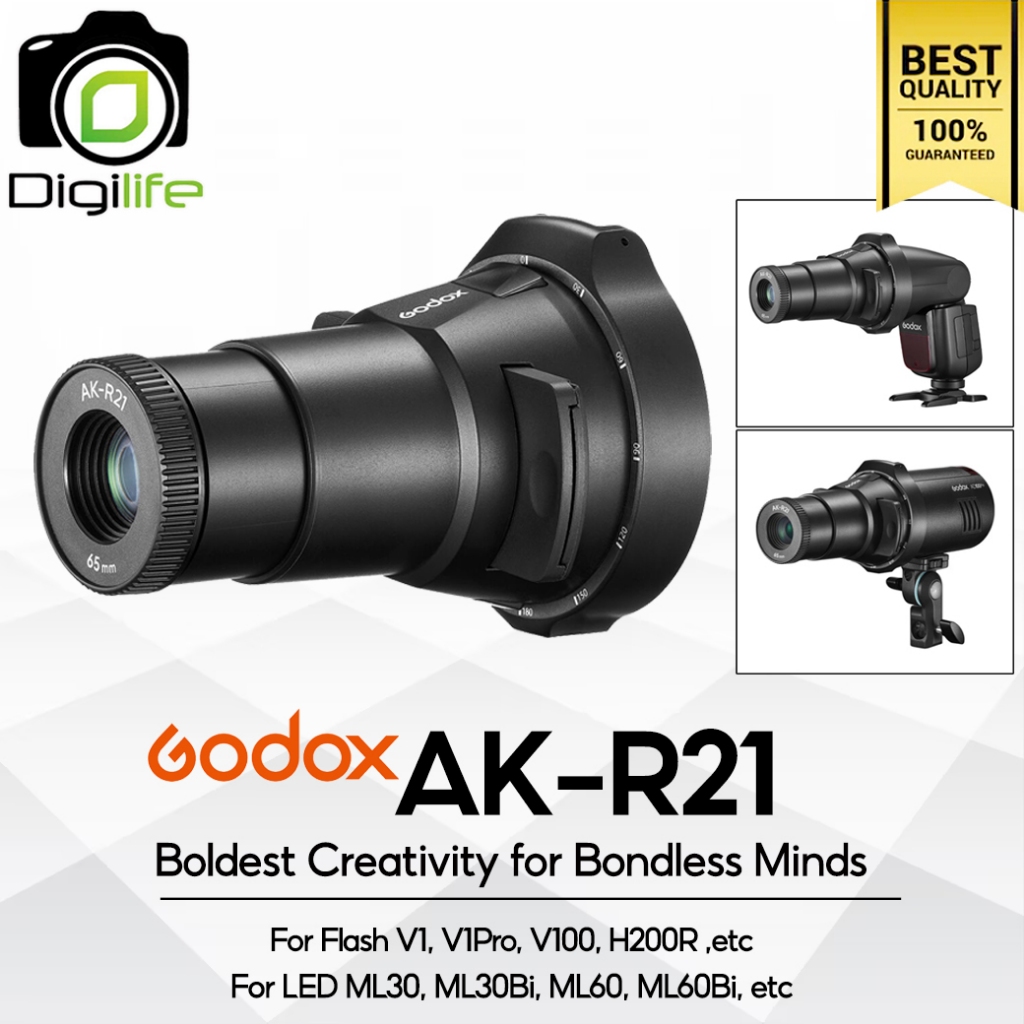 Godox AK-R21 Projection Attachment for Round Head Flash  V1, V1Pro, V100, AD100Pro , AD200 (with H20