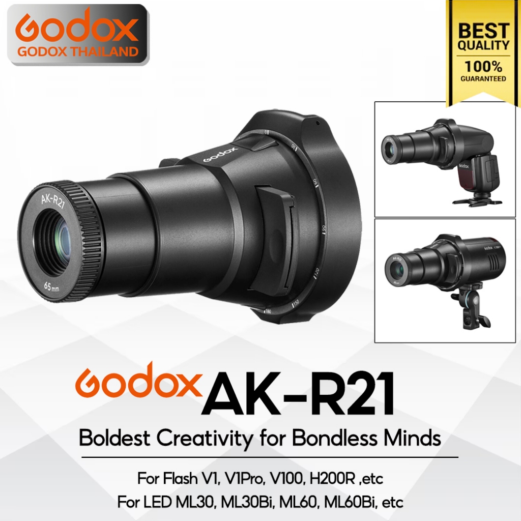 Godox AK-R21 Projection Attachment for Round Head Flash  V1, V1Pro, V100, AD100Pro , AD200 (with H20
