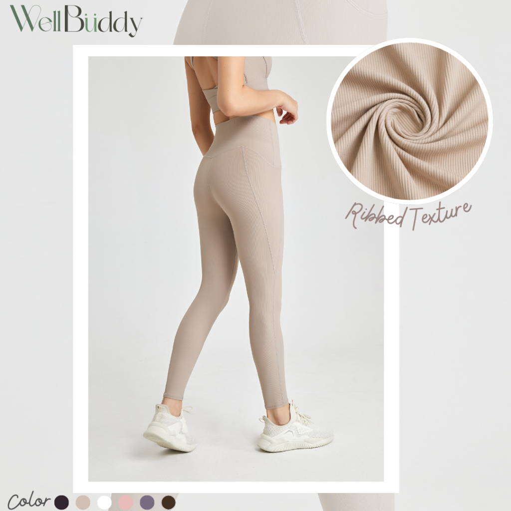 [New in Nov] - WellBuddy กางเกงเลกกิ้ง กางเกงโยคะ กางเกงพิลาทิส เนื้อผ้าลายร่อง (Aero Ribbed Leggings)