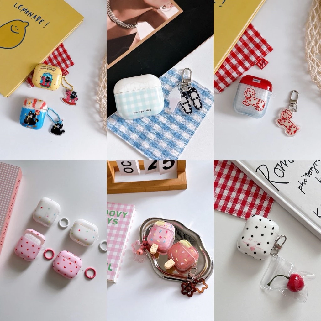ส่งด่วน 🩷 เคสสำหรับ Airpod Airpod Case iCE-CRAM / MEOW Hobby / ตารางขาวฟ้า / Puppy คาวบอย / Polkadot / Polkadot เชอร์รี่