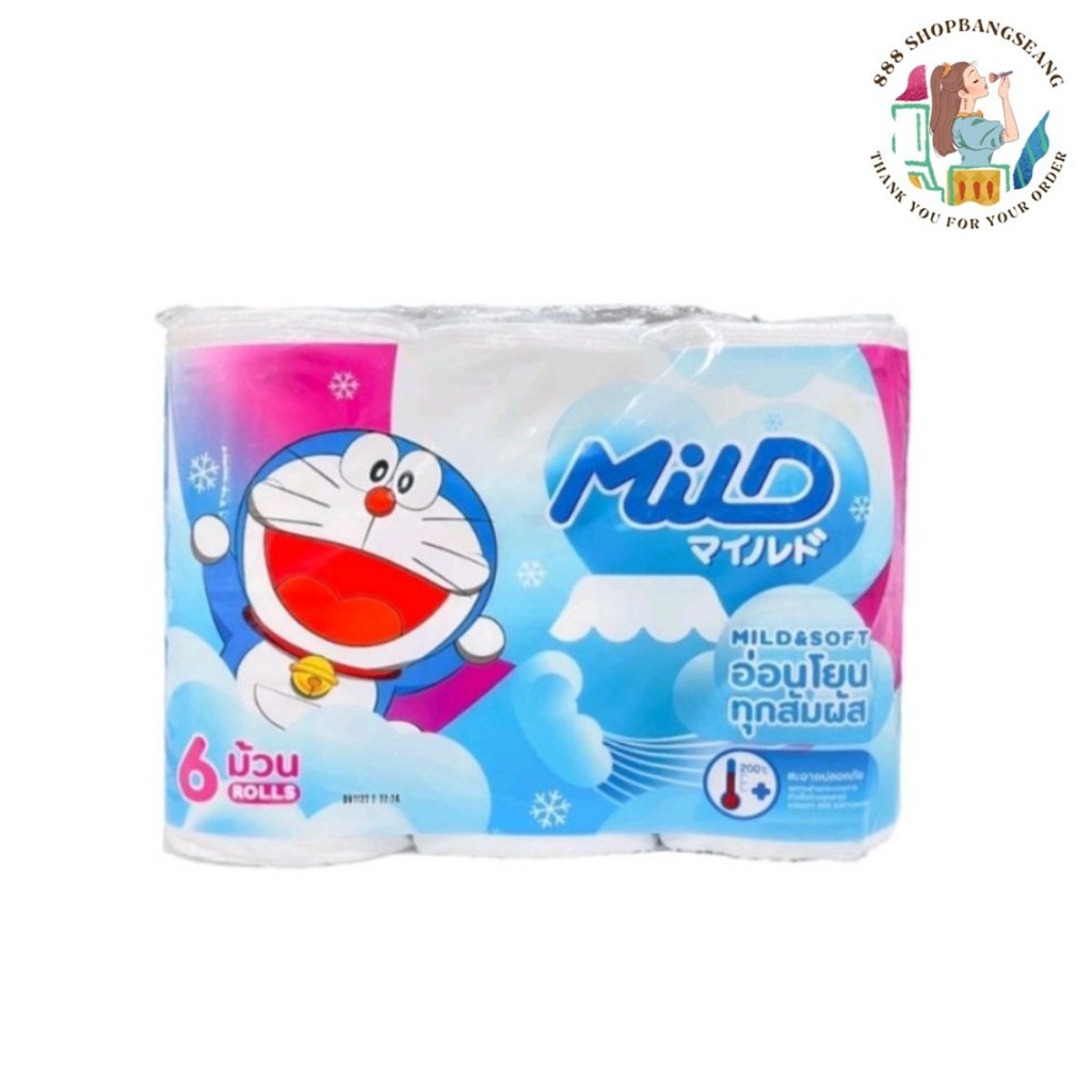 ทิชชู่มายด์ Mild โดเรม่อน กระดาษทิชชู่ม้วน หนา 2 ชั้น แพ็ค 6 ม้วน