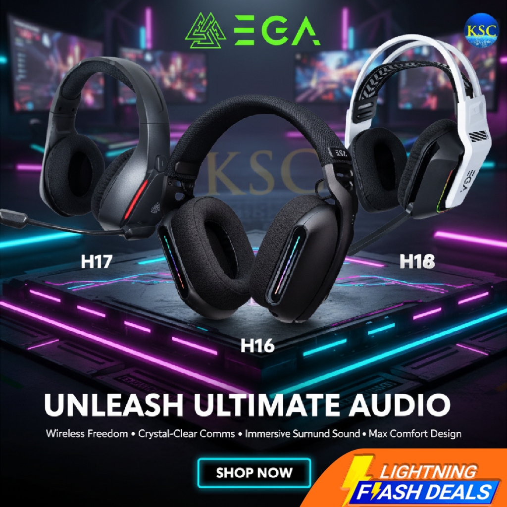 ส่งด่วน หูฟังเกมมิ่งไร้สาย EGA TYPE H16 H17 H18 bluetooth, Wireless,สายAUX3.5 Gaming Headset RGB