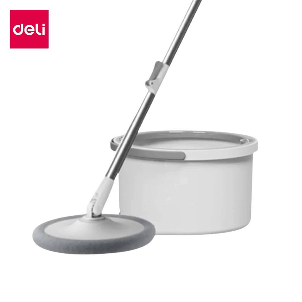 Deli ไม้ถูพื้นแบนหมุนได้ ไม้ถูพื้น ไม้ม็อบ ชุดถังปั่น แบบกลม แบบเหลี่ยม มีถังแยกน้ำในตัว Spin Mop