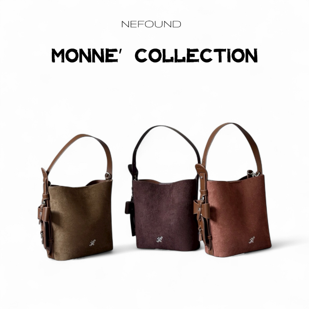 NF25021 NEFOUND กระเป๋าทรงถังโบว์ หนังกลับ Premium